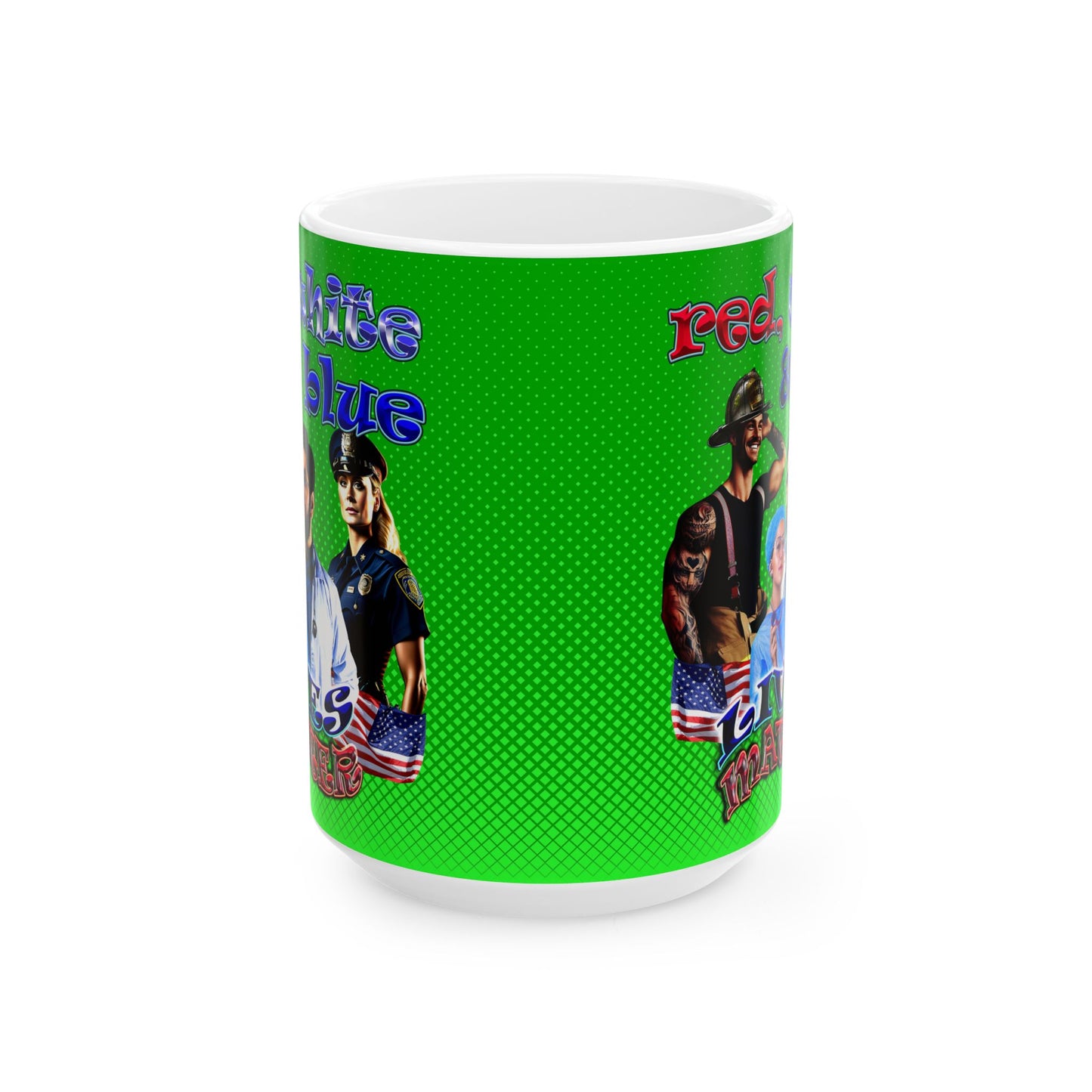 rw&b lives matter - White Mug (logo green)