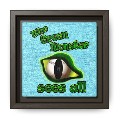 green monster - framed canvas art (faded blue)