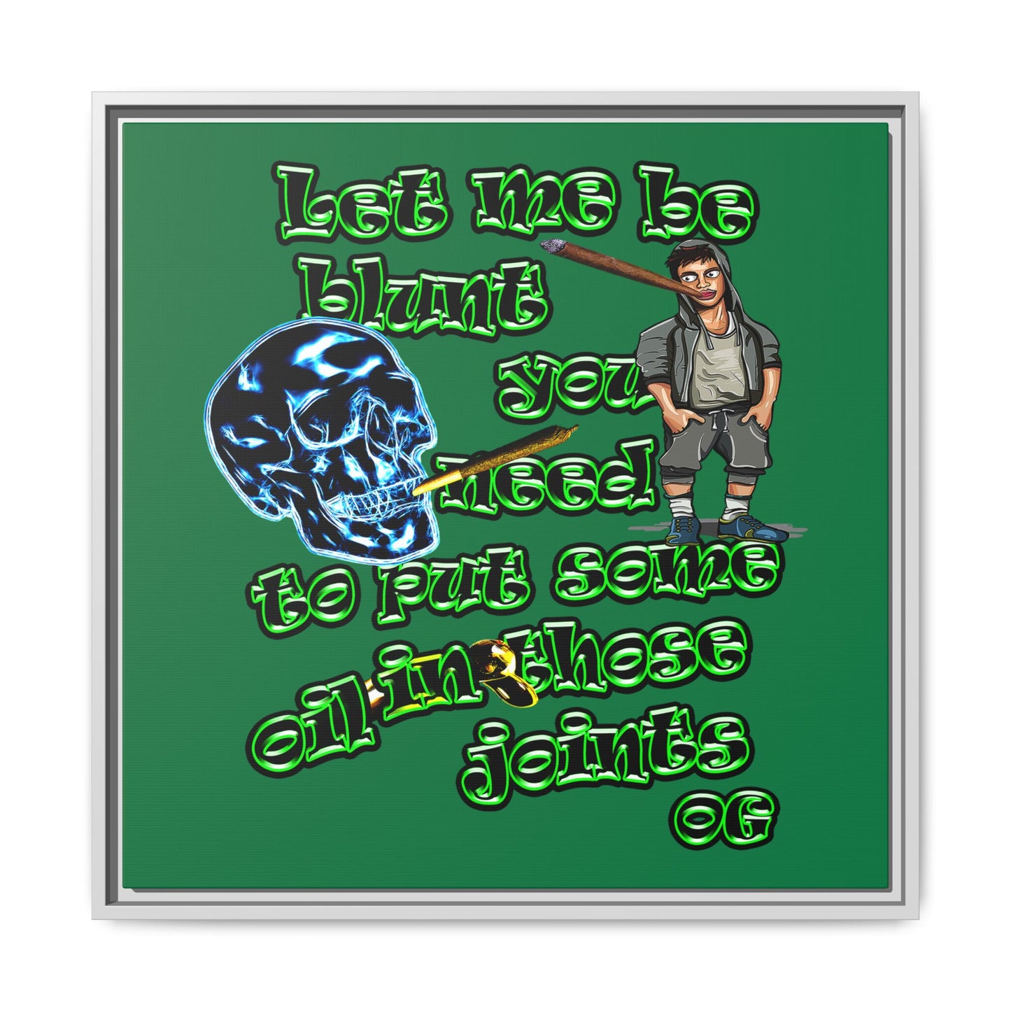 og - framed canvas art (dark green)