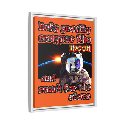 defy conquer reach - framed canvas art (orange)