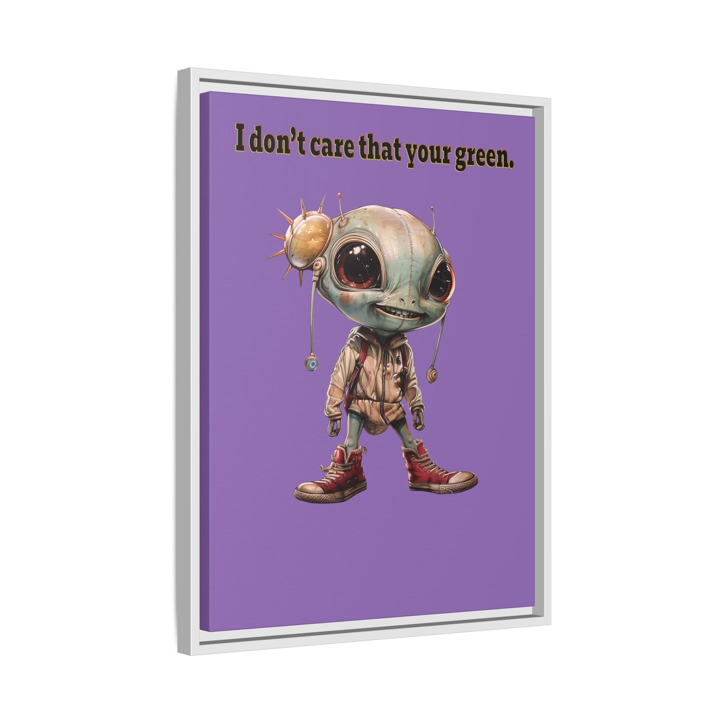 I don't care that your green - framed canvas art (light purple)