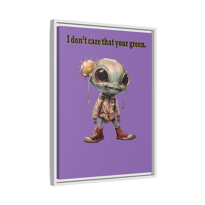 I don't care that your green - framed canvas art (light purple)