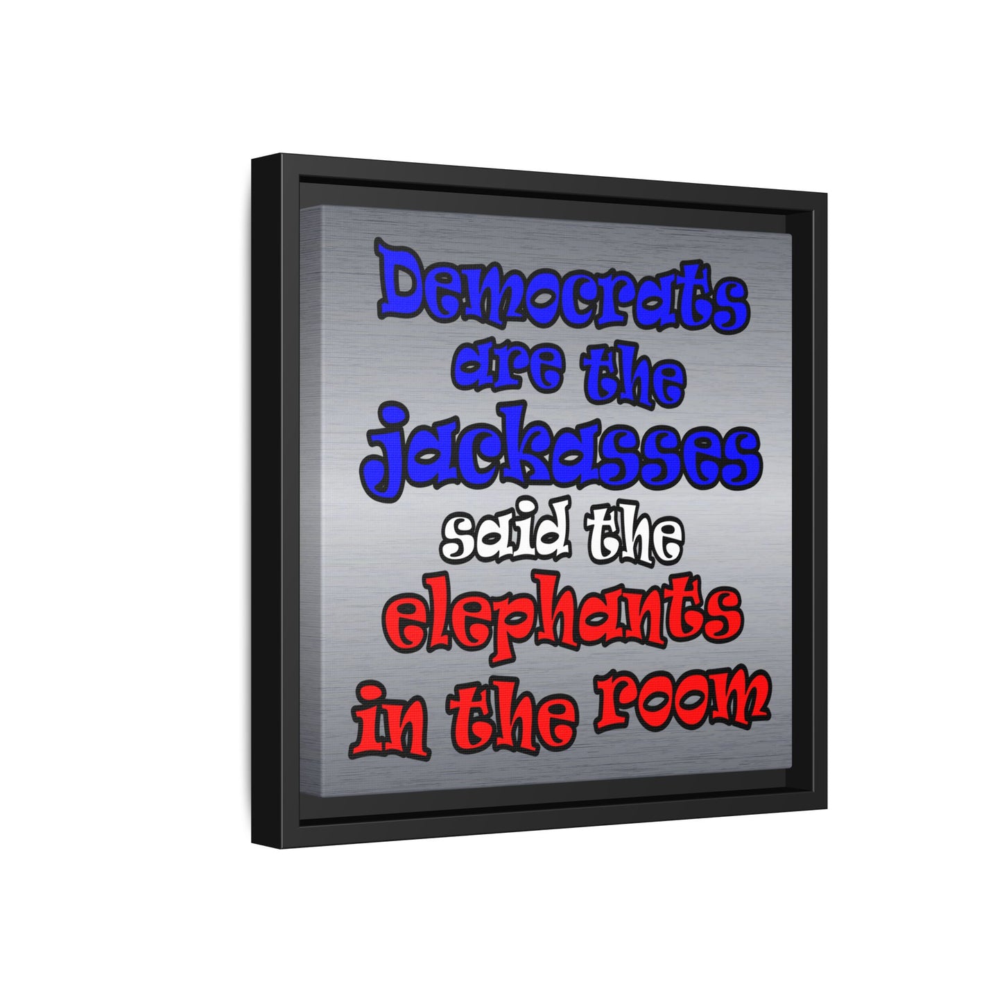 donkeys and elephants - framed canvas art (brushed nickel)