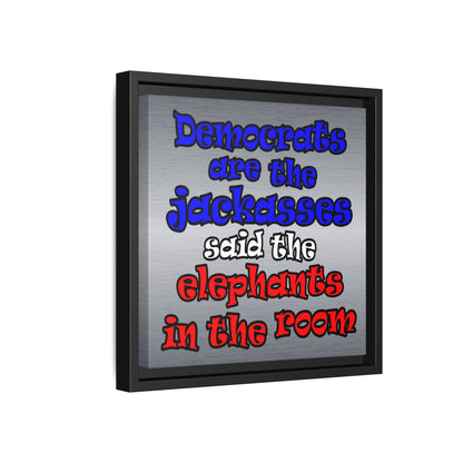 donkeys and elephants - framed canvas art (brushed nickel)