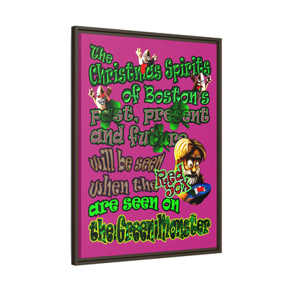 christmas spirits of boston - framed canvas art (pink)