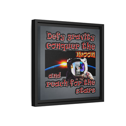 defy conquer reach - framed canvas art (grey-light grey)