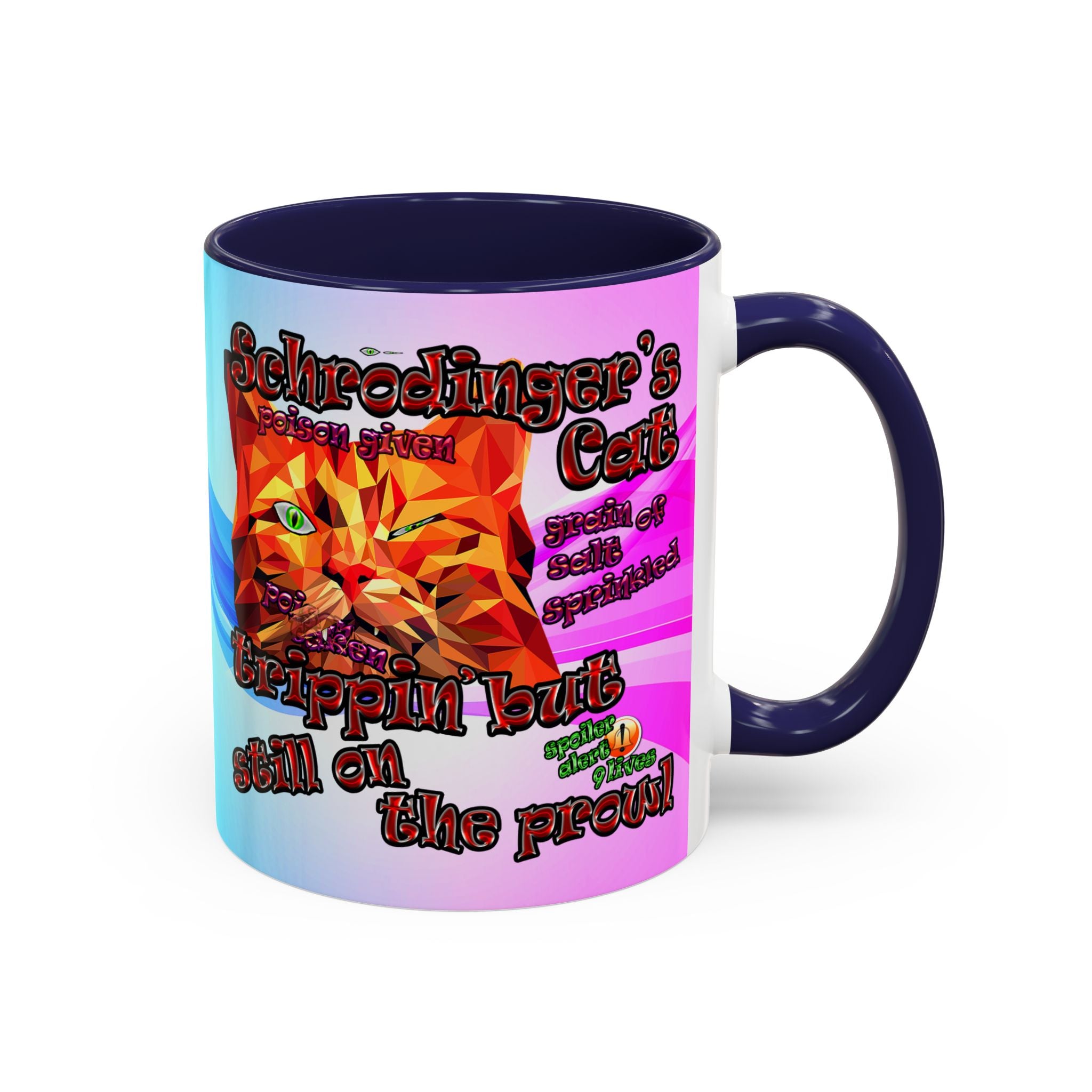 schrodinger's cat - Accent Mug (light blue-pink wave)