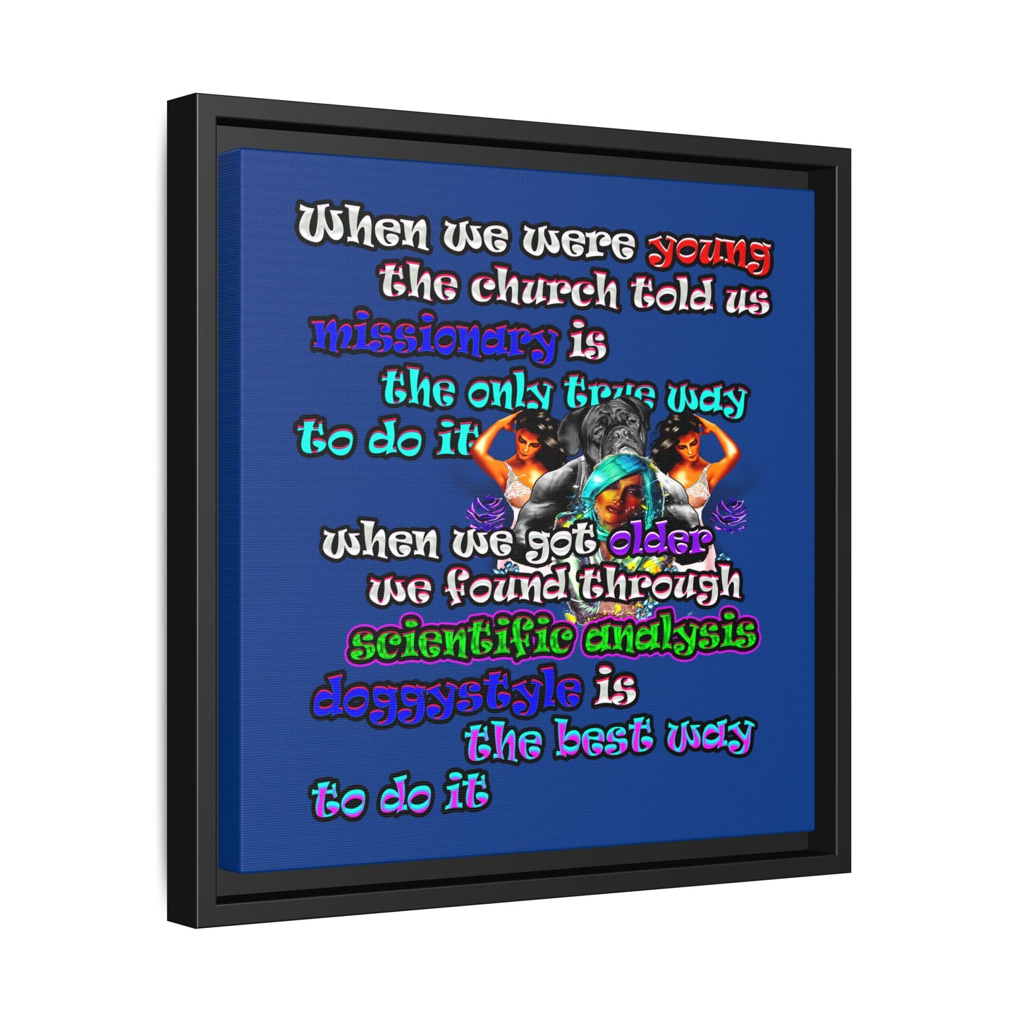 doggystyle - framed canvas art (dark blue)