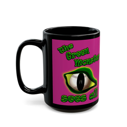 green monster - Black Mug (pink)