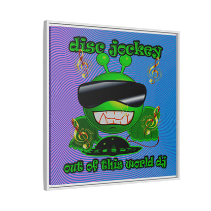disc jockey - framed canvas art (light blue-purple wave)
