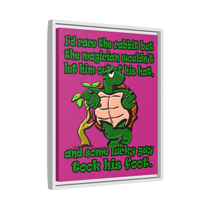 turtle race - framed canvas art (pink)
