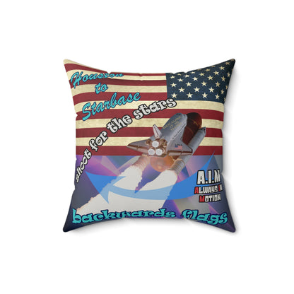 shoot for the stars - Faux Suede Square Pillow - (grey-pink wave)
