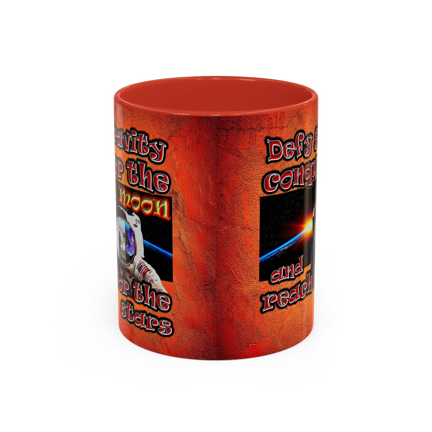 defy conquer reach - Accent Mug (burnt orange)