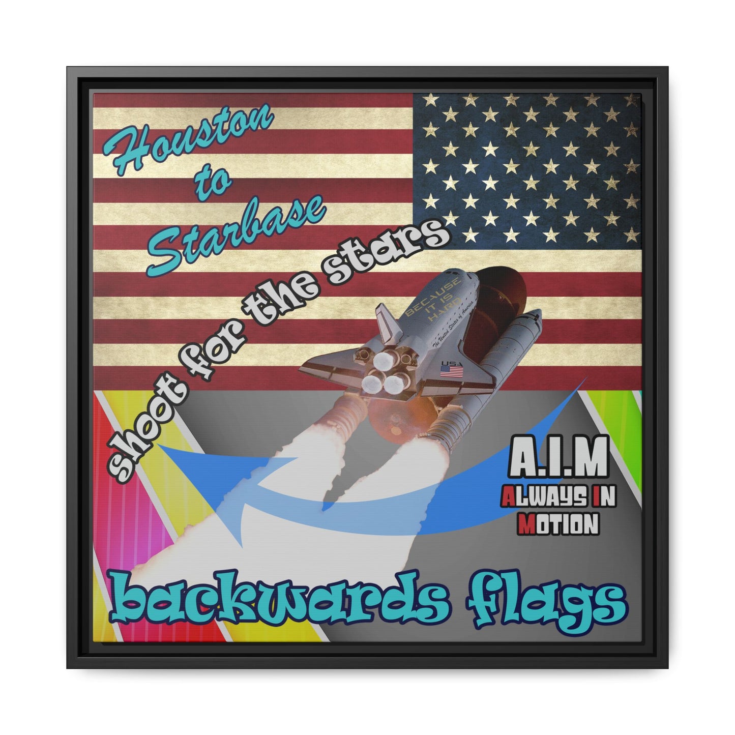 shoot for the stars - framed canvas art (rainbow split)