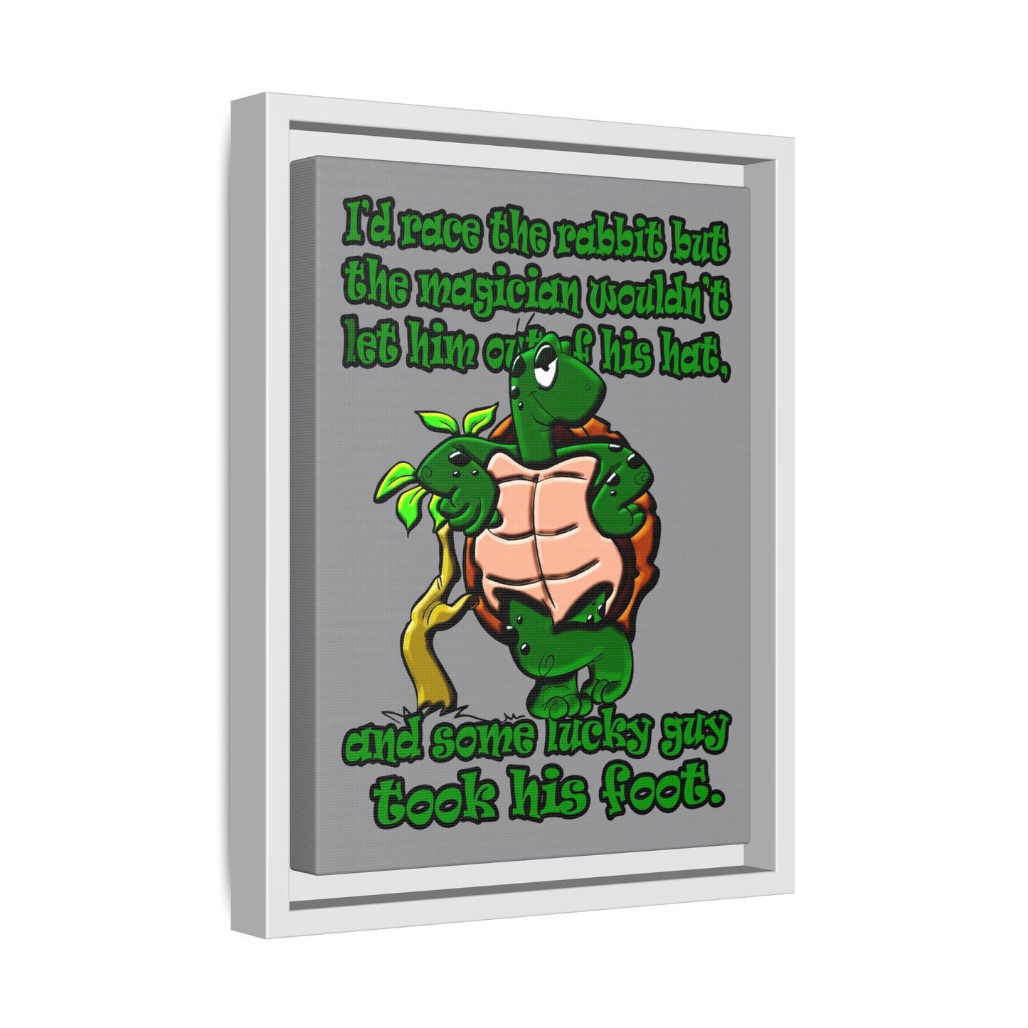 turtle race - framed canvas art (grey)