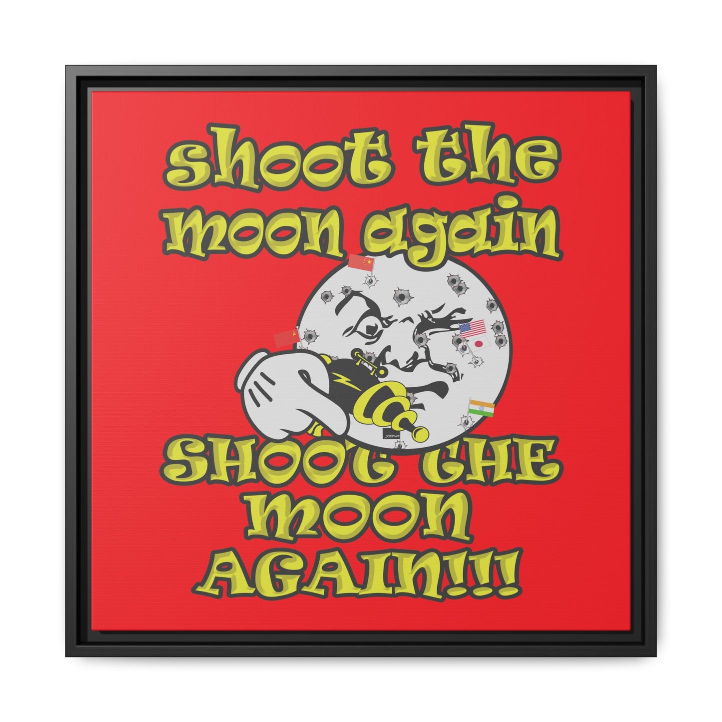 shoot the moon again - framed canvas art (red)