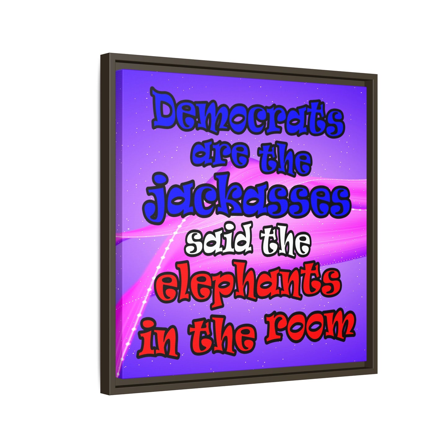 donkeys and elephants - framed canvas art (purple-pink wave)