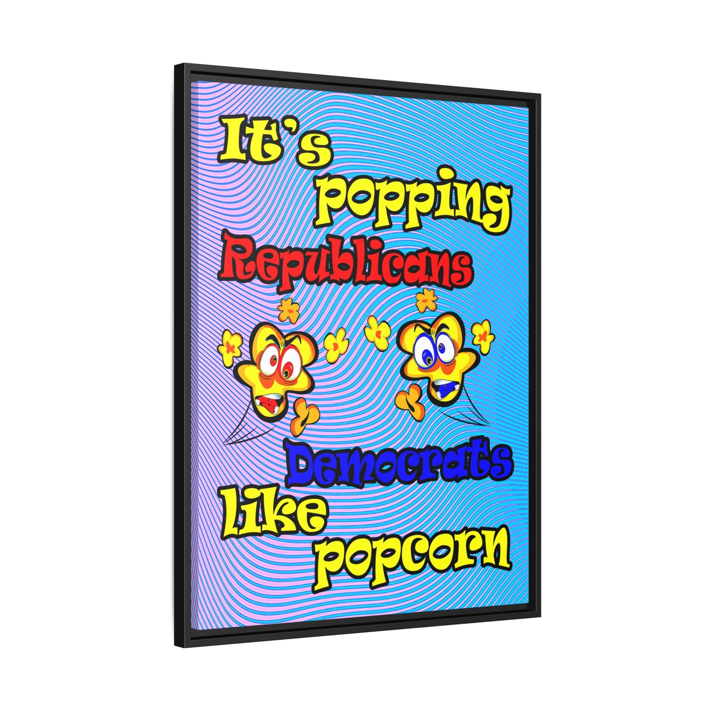 popping like popcorn - framed canvas art (light blue-purple wave)