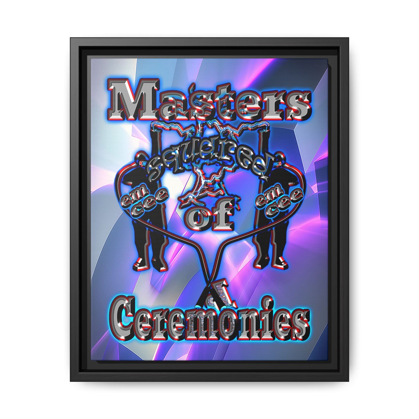 em cee squared - framed canvas art (grey-pink wave)