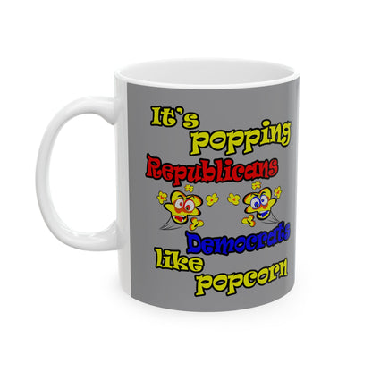 popping like popcorn - White Mug (grey)