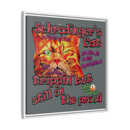 schrodinger's cat - framed canvas art (dark grey)