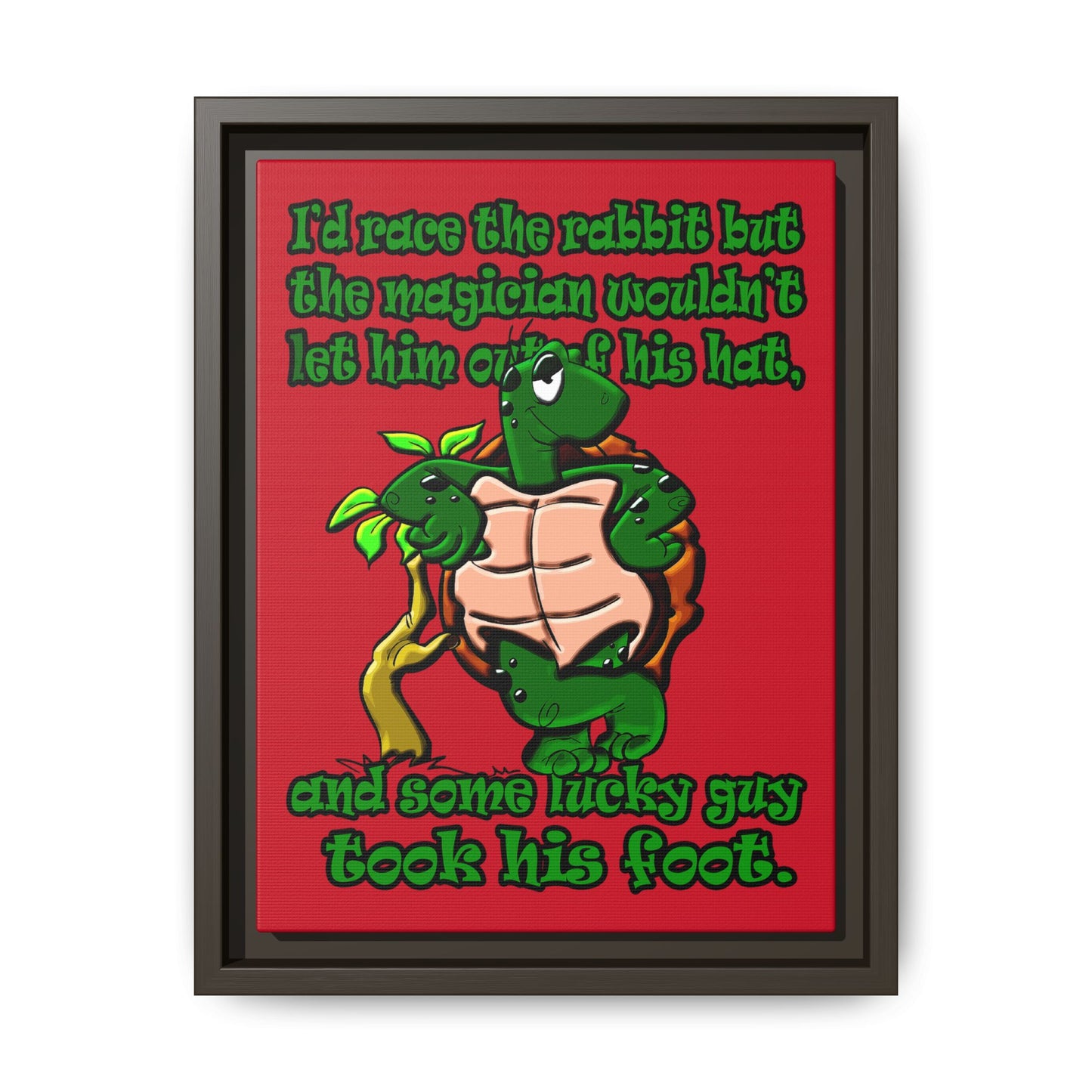 turtle race - framed canvas art (dark red)