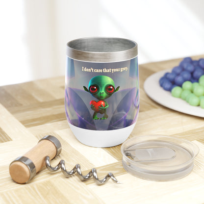 I don't care that your grey - Chill Wine Tumbler (grey-pink wave)