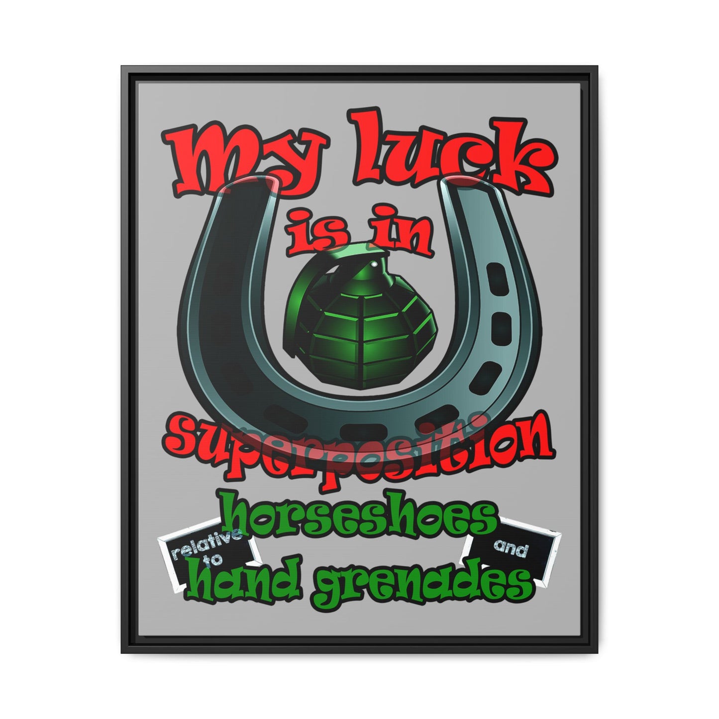 my luck - framed canvas art (light grey)