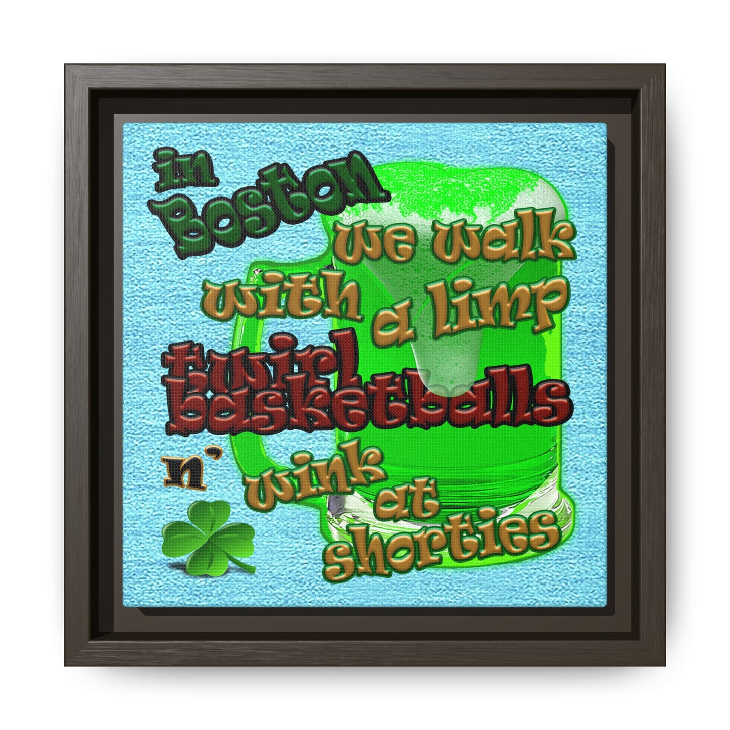 celtics logo - framed canvas art (faded blue)