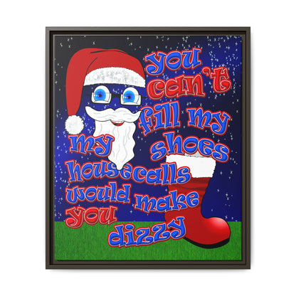 santa's shoes - framed canvas art ('snoops' background)