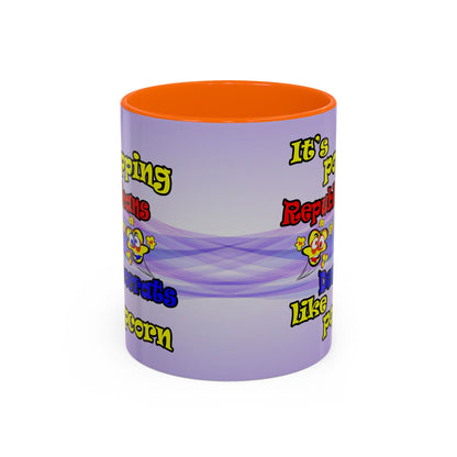popping like popcorn - Accent Mug (light blue-pink wave)