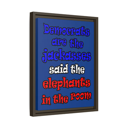 donkeys and elephants - framed canvas art (dark blue)