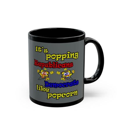 popping like popcorn - Black Mug (dark grey)