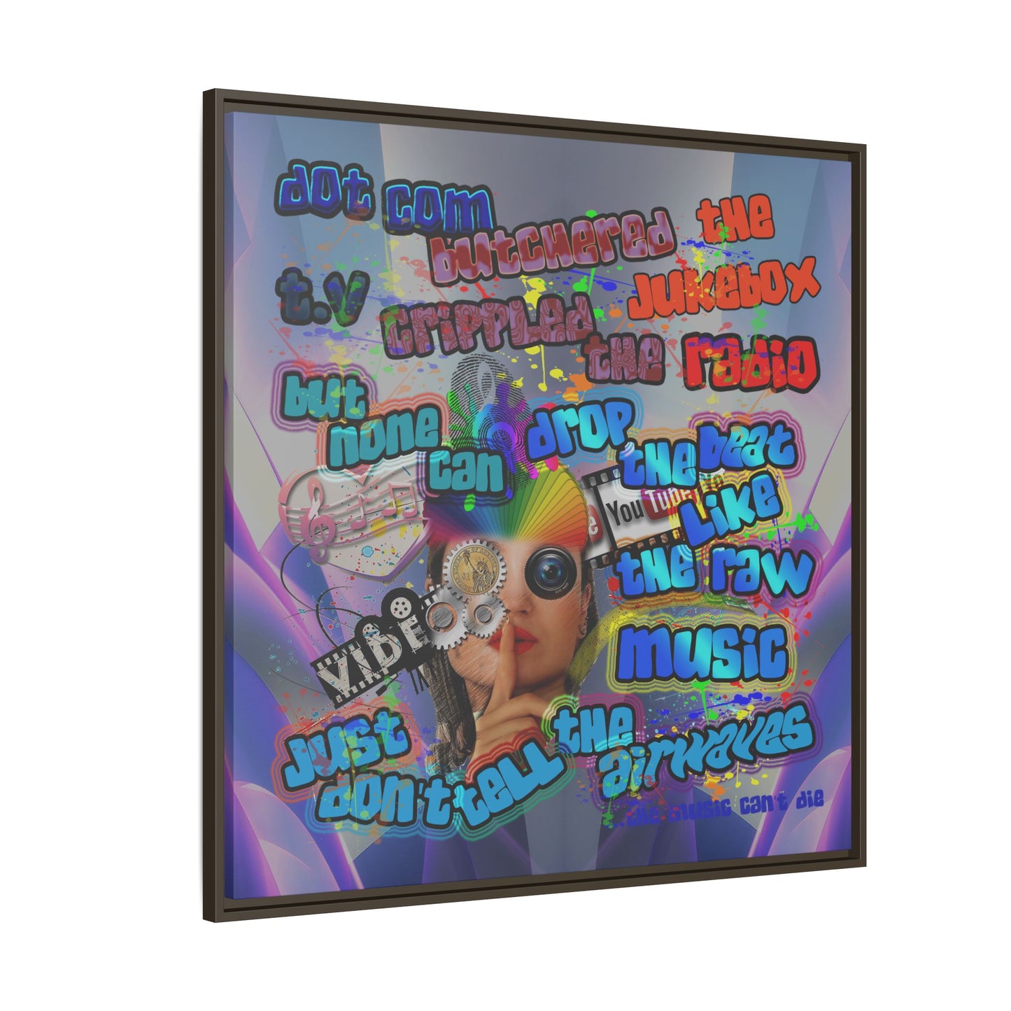 drop the beat - framed canvas art (grey-pink wave)