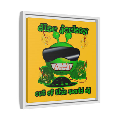 disc jockey - framed canvas art (yellow)