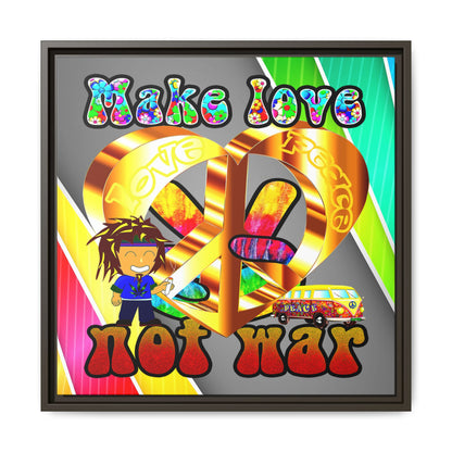 love peace - framed canvas art (rainbow split)