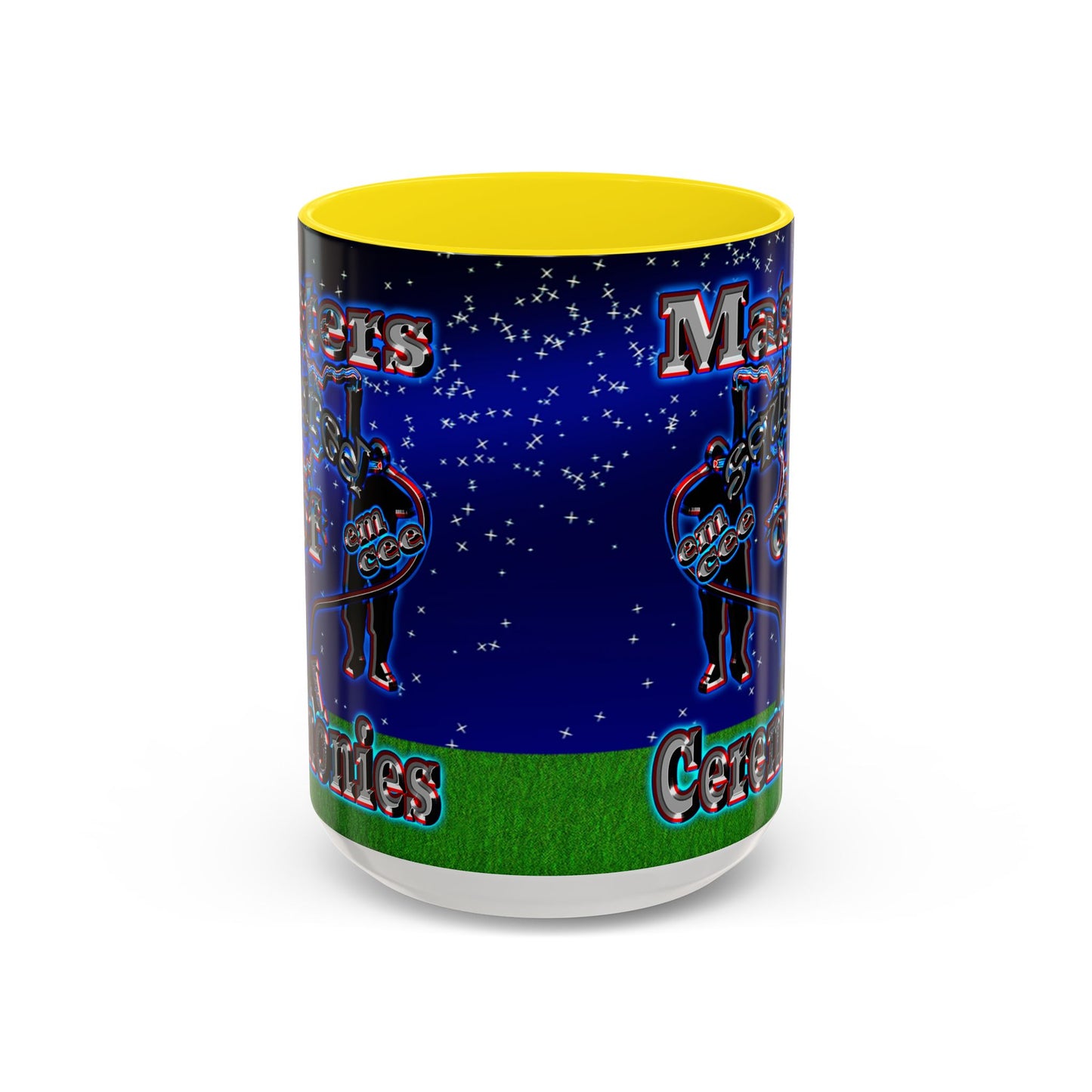 em cee squared - Accent Mug ('snoops' background)