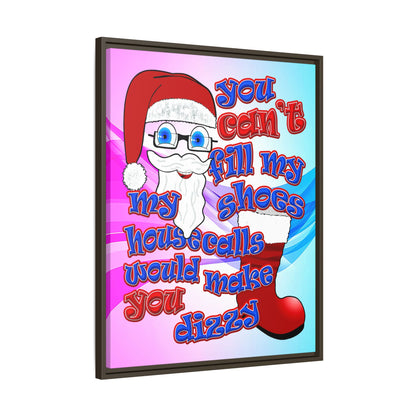 santa's shoes - framed canvas art (light blue-pink wave)