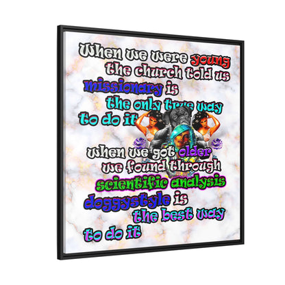 doggystyle - framed canvas art (white marble)