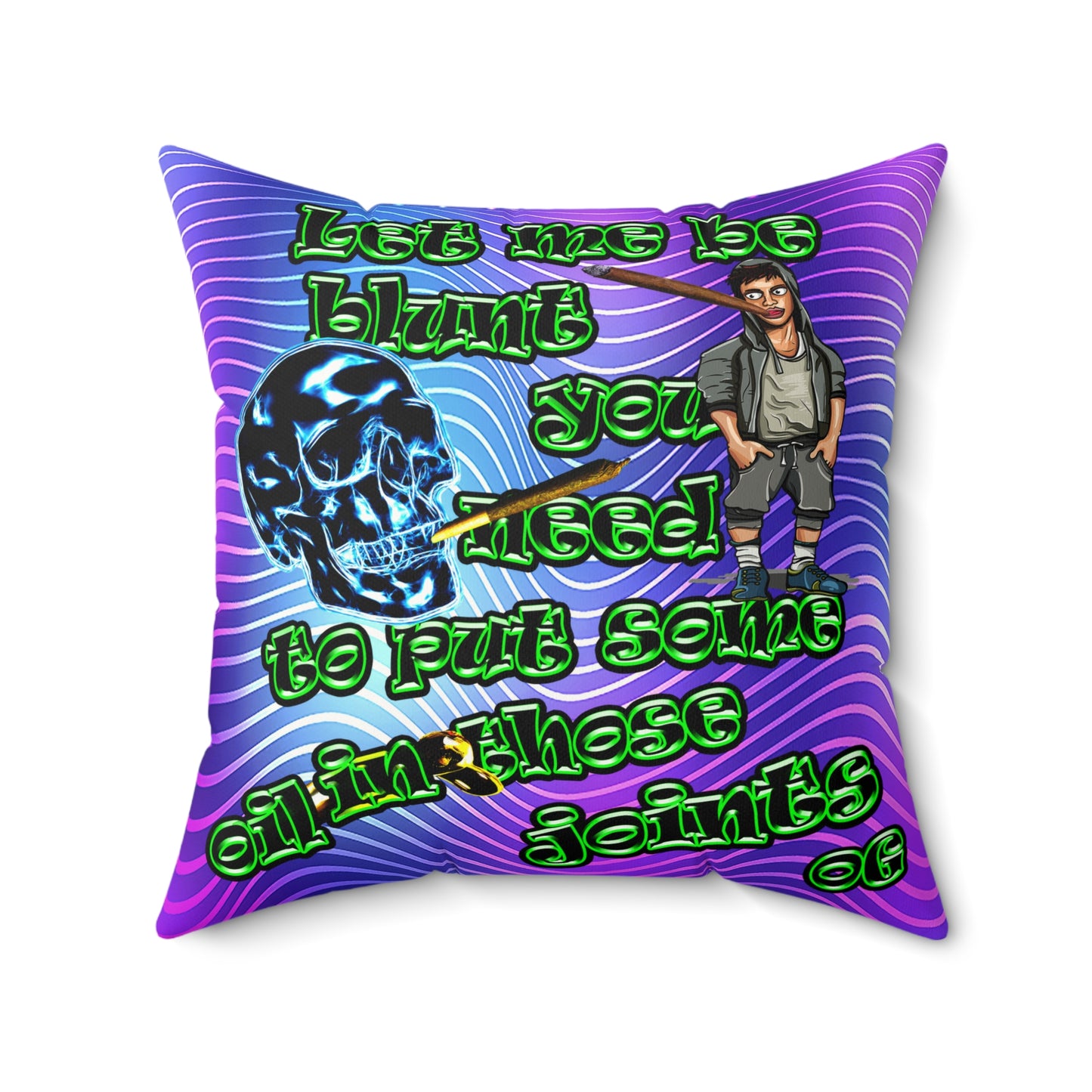 og - Faux Suede Square Pillow - (purple wave)