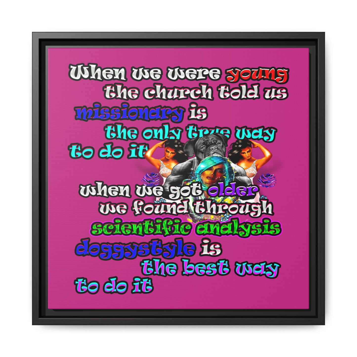 doggystyle - framed canvas art (pink)