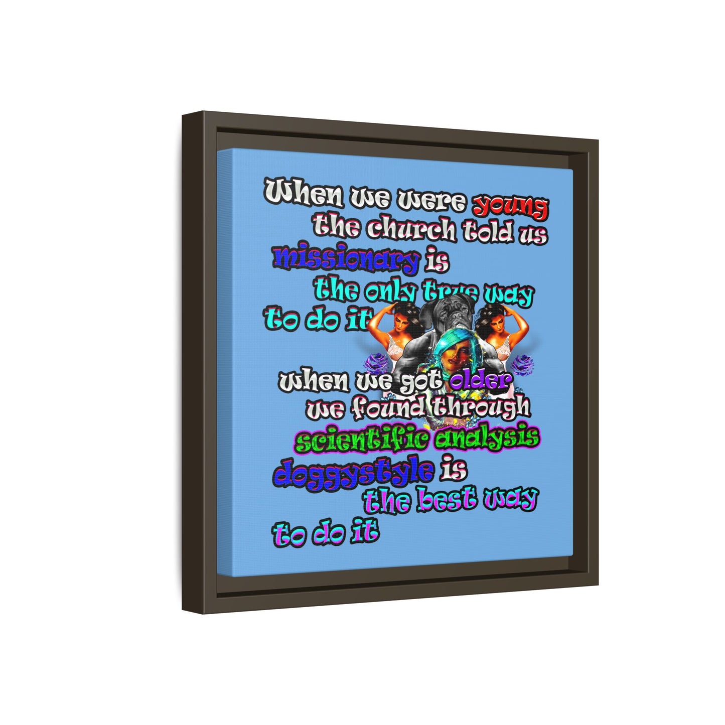 doggystyle - framed canvas art (light blue)