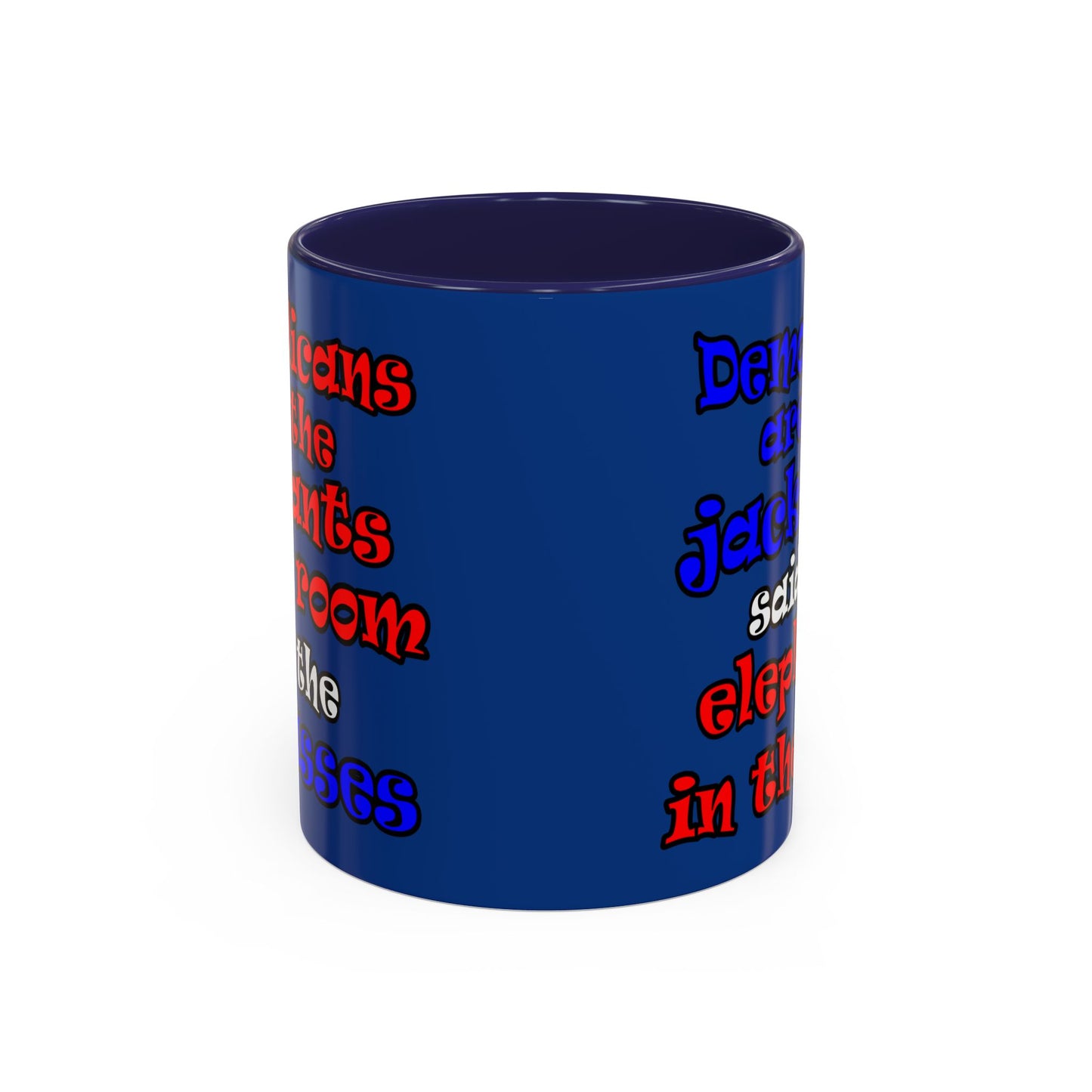donkeys and elephants - Accent Mug (dark blue)