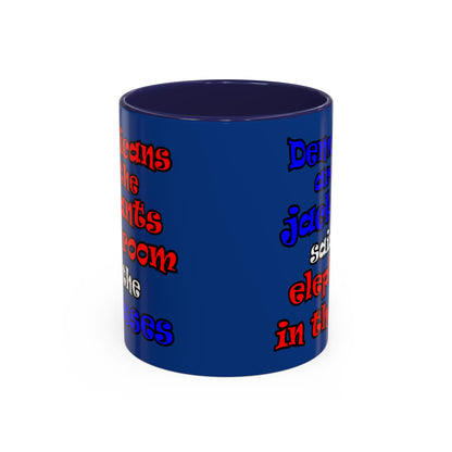donkeys and elephants - Accent Mug (dark blue)