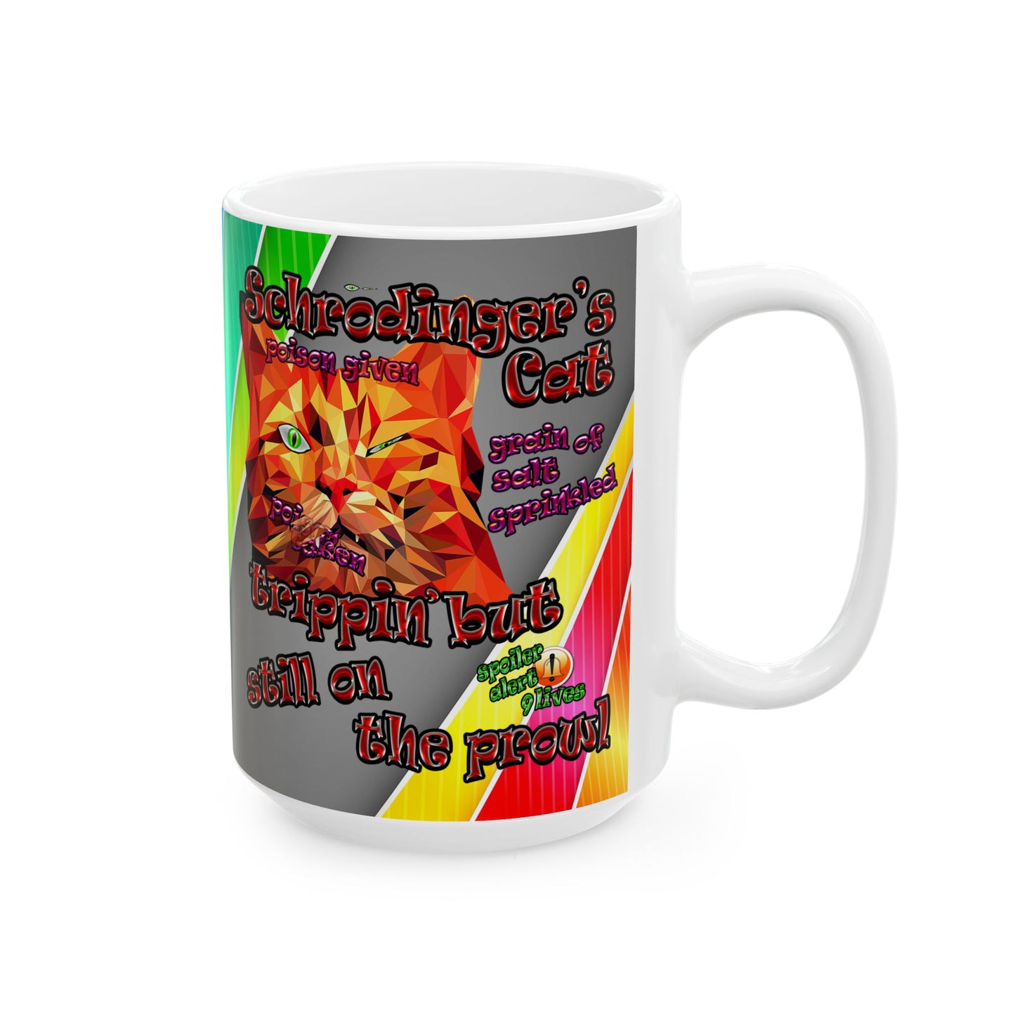 schrodinger's cat - White Mug (rainbow split)