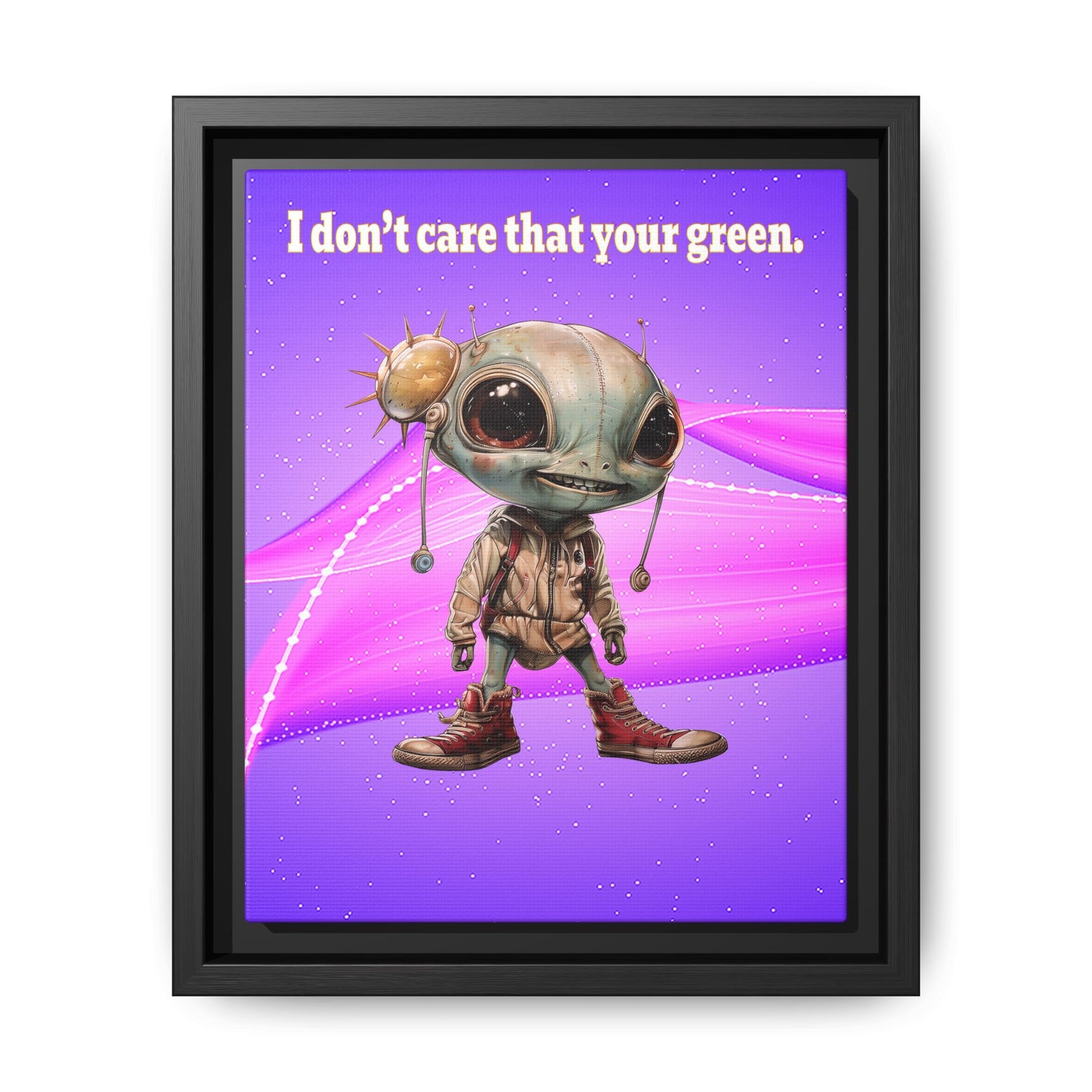 I don't care that your green - framed canvas art (purple-pink wave)