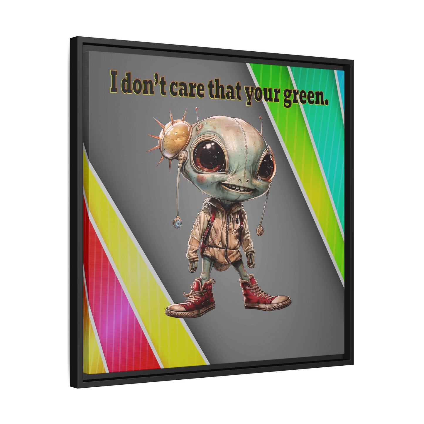 I don't care that your green - framed canvas art (rainbow split)