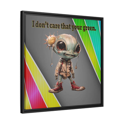 I don't care that your green - framed canvas art (rainbow split)