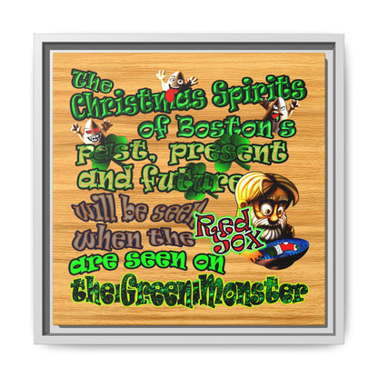 christmas spirits of boston - framed canvas art (butterscotch wood finish)