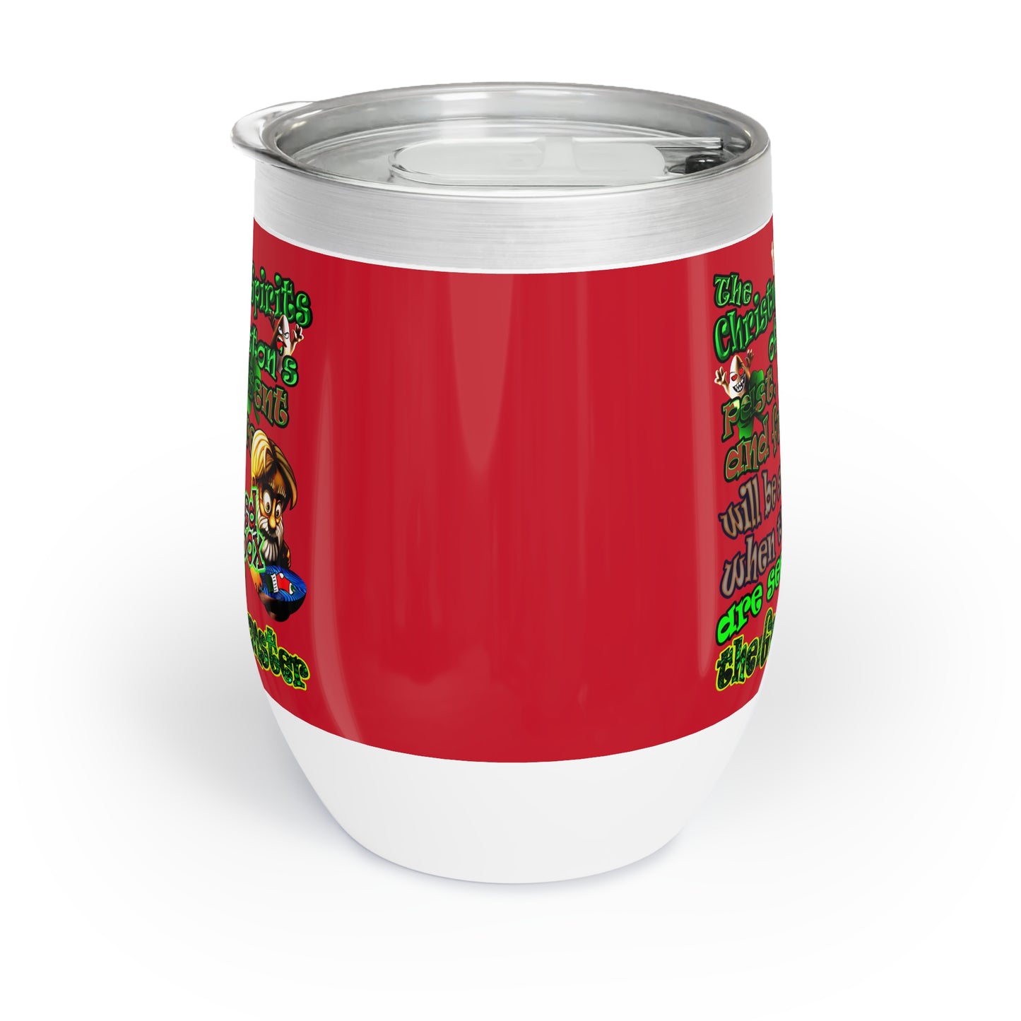 christmas spirits of boston - Chill Wine Tumbler (dark red)